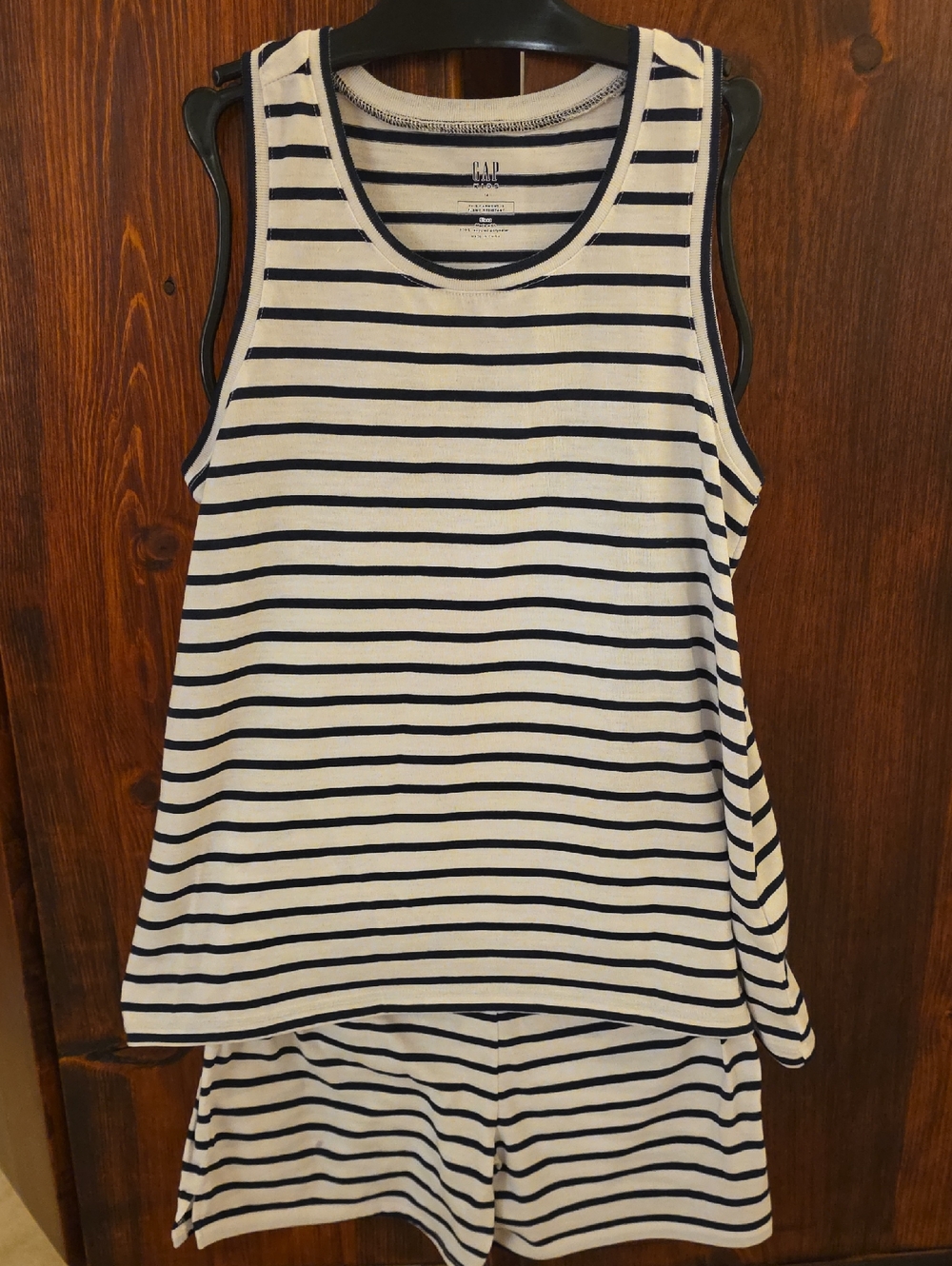 GAP White & Navy Striped Tank Top Pajama Set